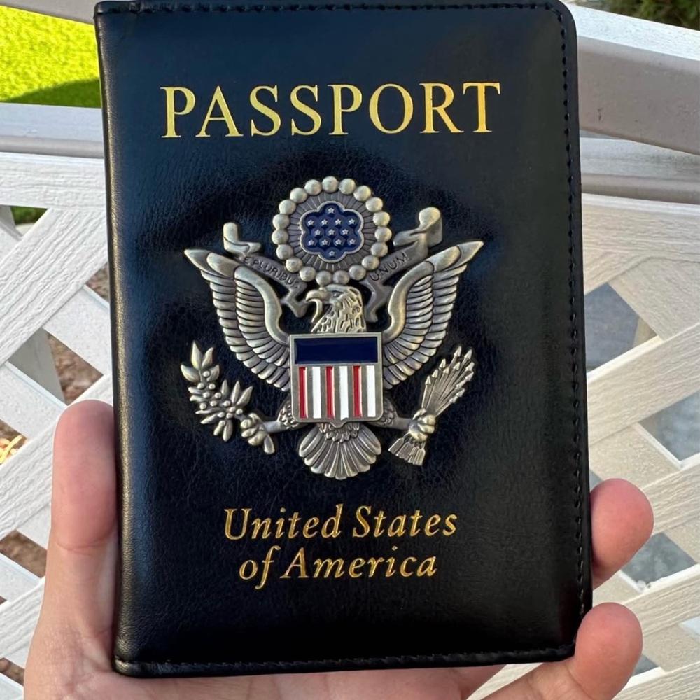 RFID Black Passport Holder with USA Emblem